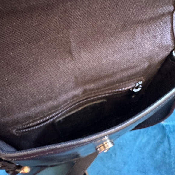 Black Leather Crossbody Bag with crocodile embossing - Picture 4 of 6